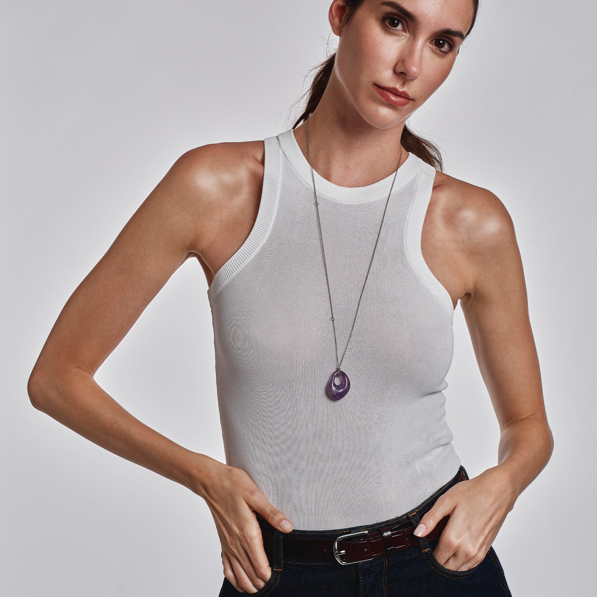 Collana Breil B Rocks TJ4214 con ametista naturale-2b Gioielli