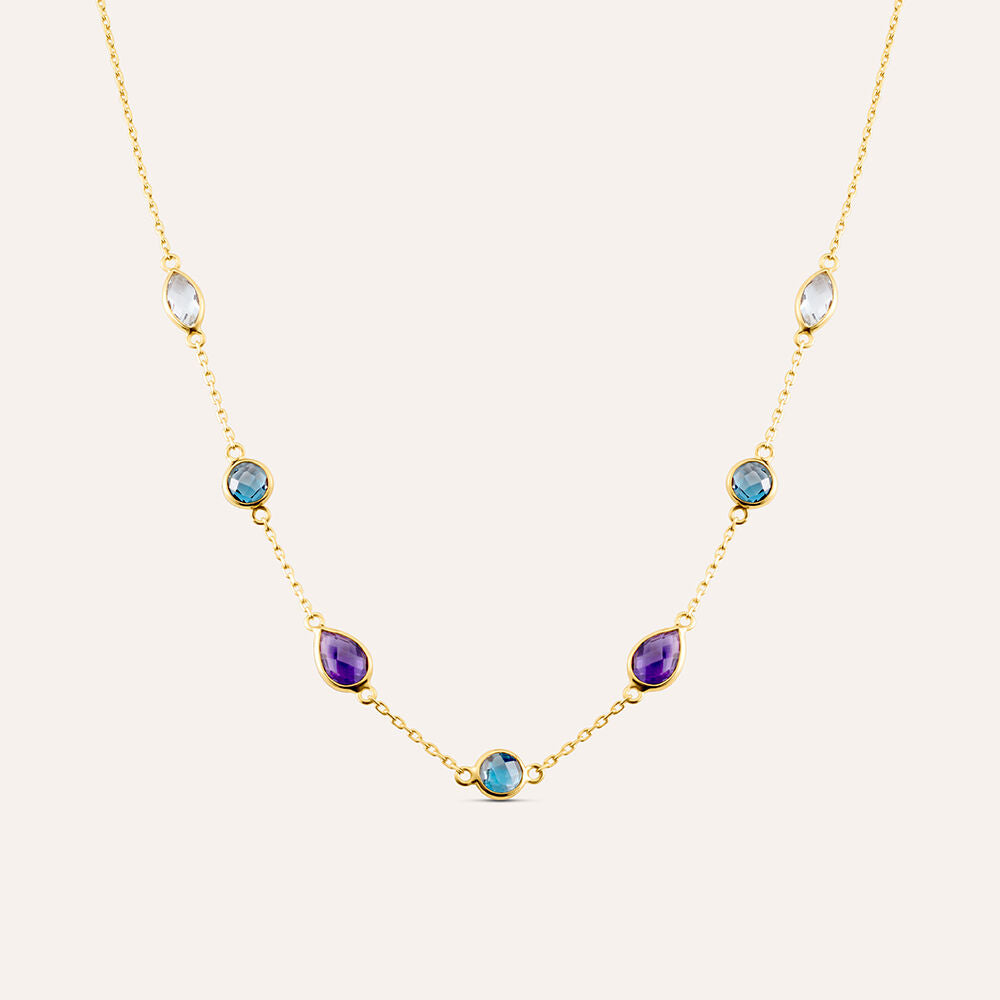 Collana Stroili Amélie 1437871 oro 9 kt con topazi e ametiste-2b Gioielli