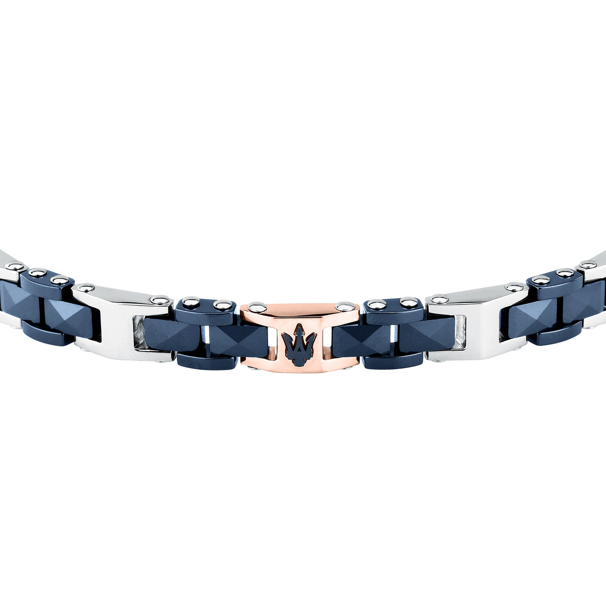 Bracciale Maserati Ceramic JM426ATZ97 uomo in ceramica blu e dettagli oro rosa-2b Gioielli