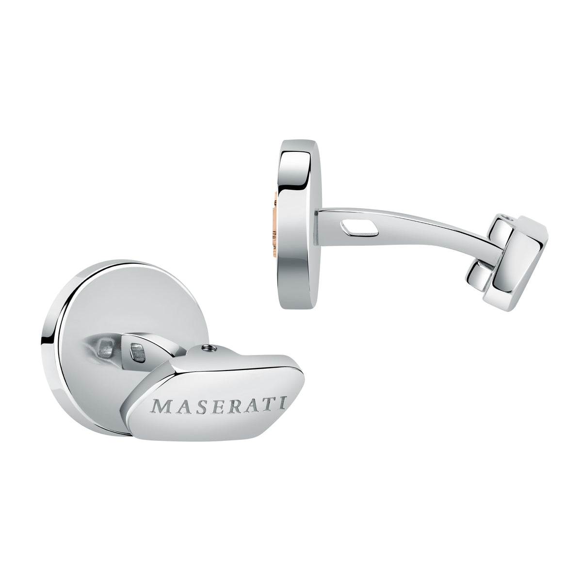 Gemelli Maserati JM121ATK14, retro e chiusure a braccetto con incisione Maserati