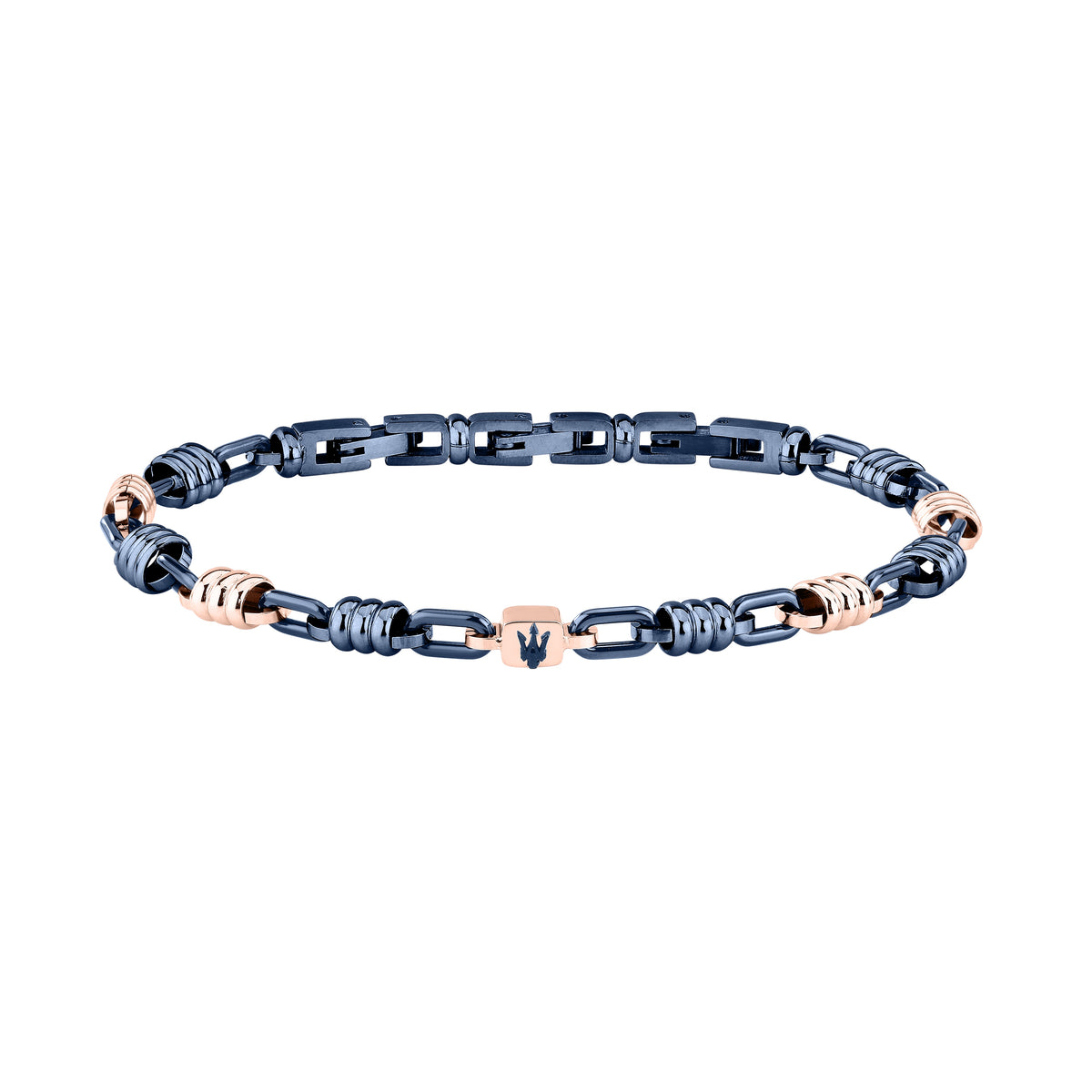 Bracciale Maserati Ceramic JM426ATZ90 uomo in ceramica blu e finiture oro rosa-2b Gioielli