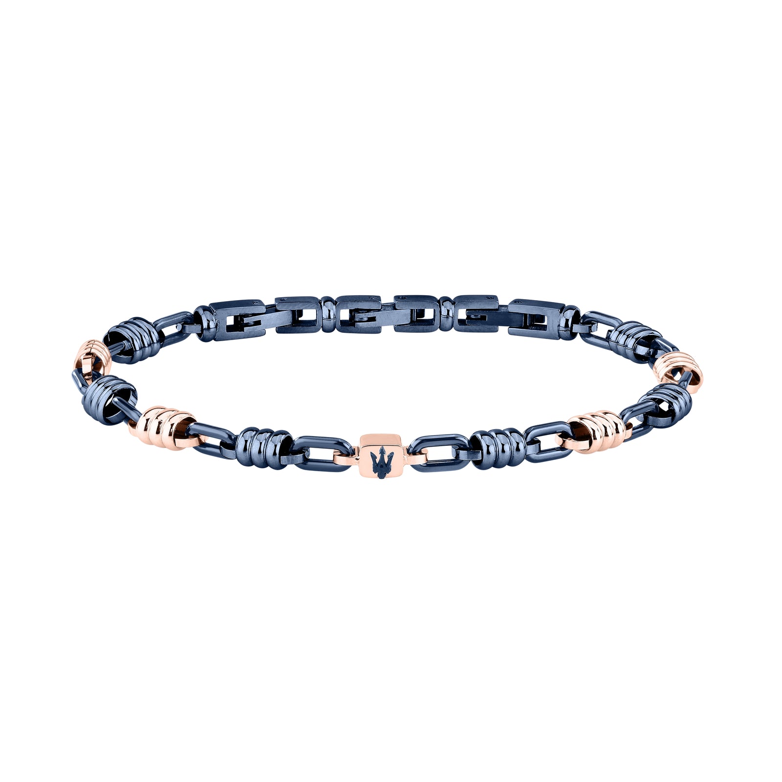 Bracciale Maserati Ceramic JM426ATZ90 uomo in ceramica blu e finiture oro rosa-2b Gioielli