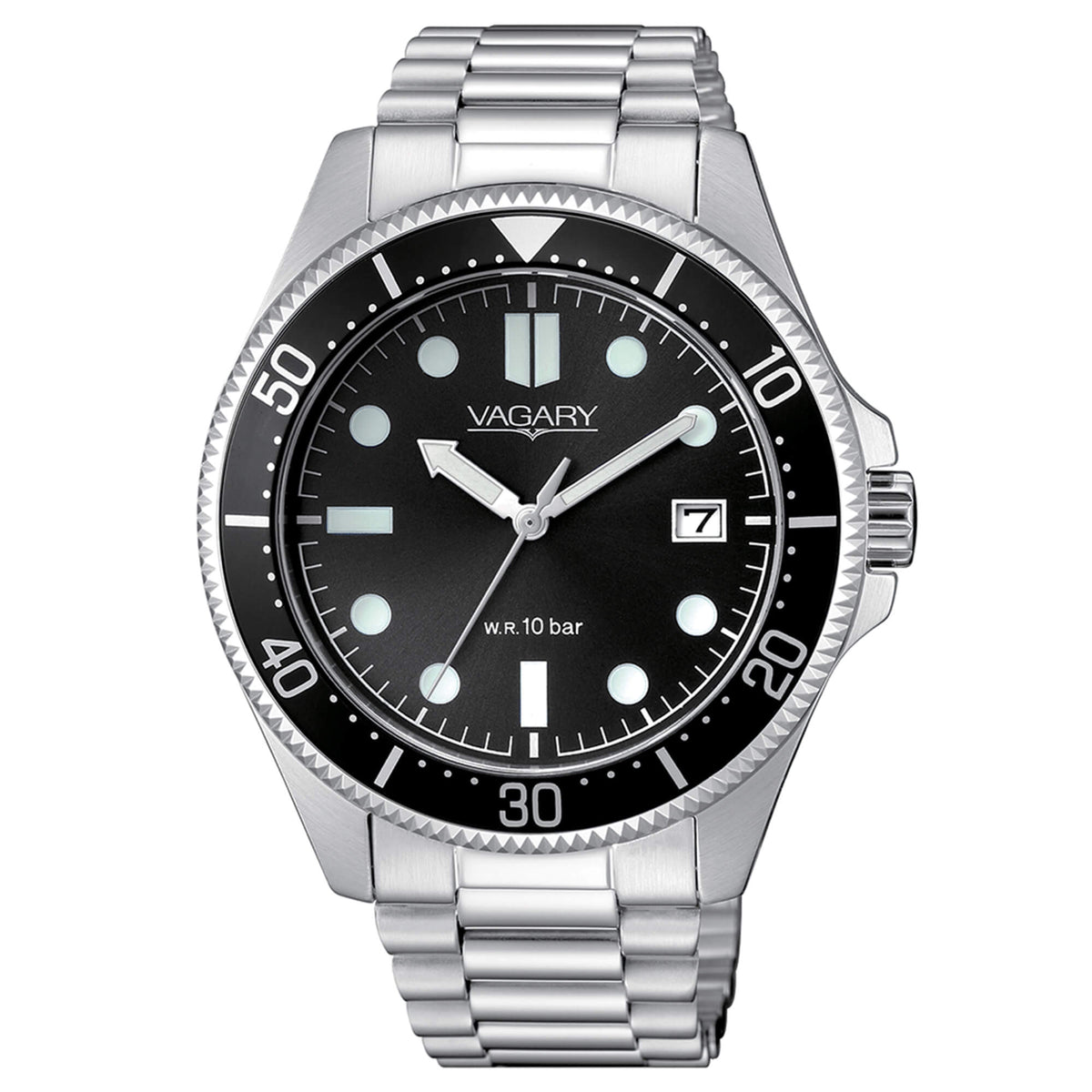 Vagary Aqua39 VD5-112-51 uomo acciaio e ghiera nera-2b Gioielli