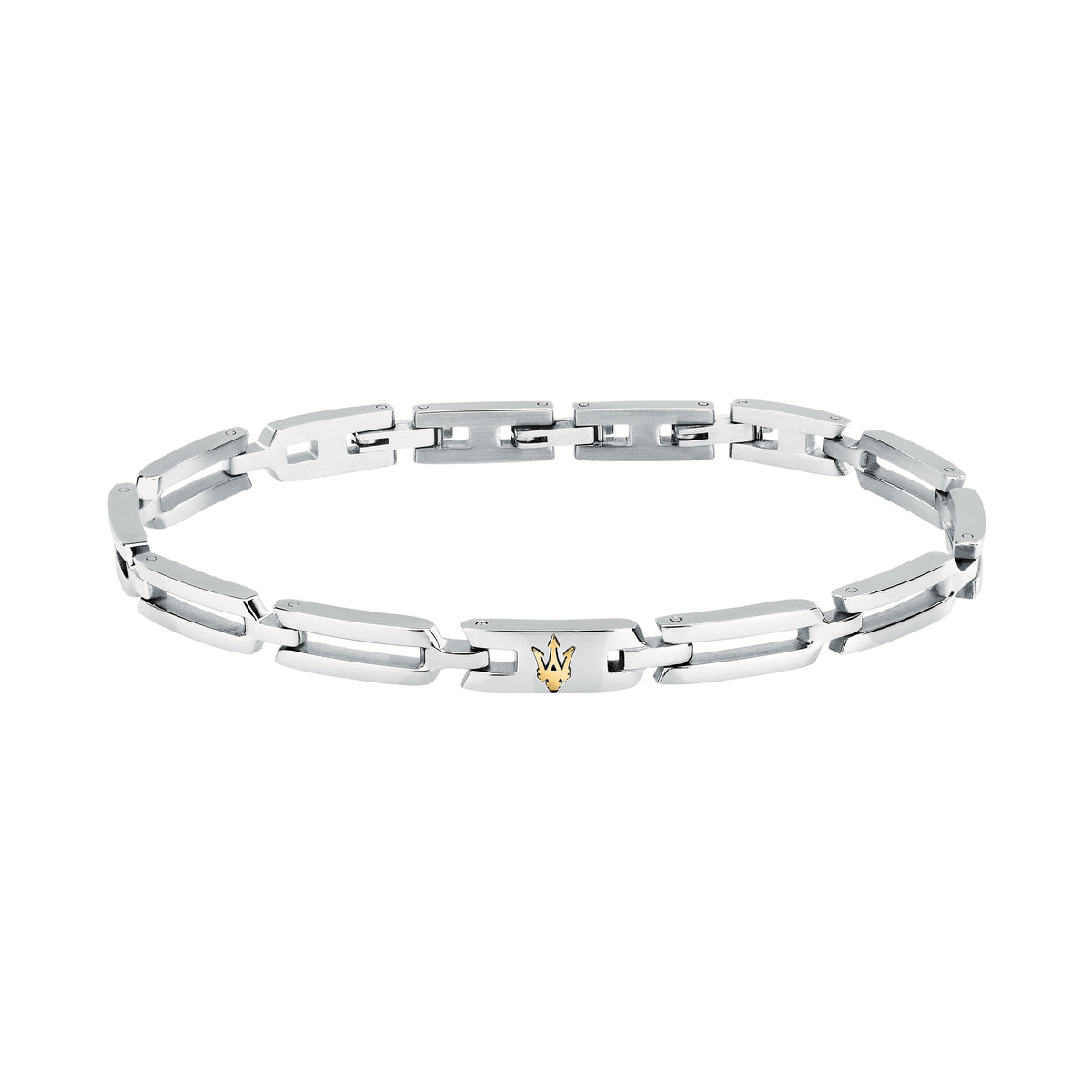 Bracciale Maserati Iconic JM424AVD74 uomo in acciaio con Tridente dorato-2b Gioielli