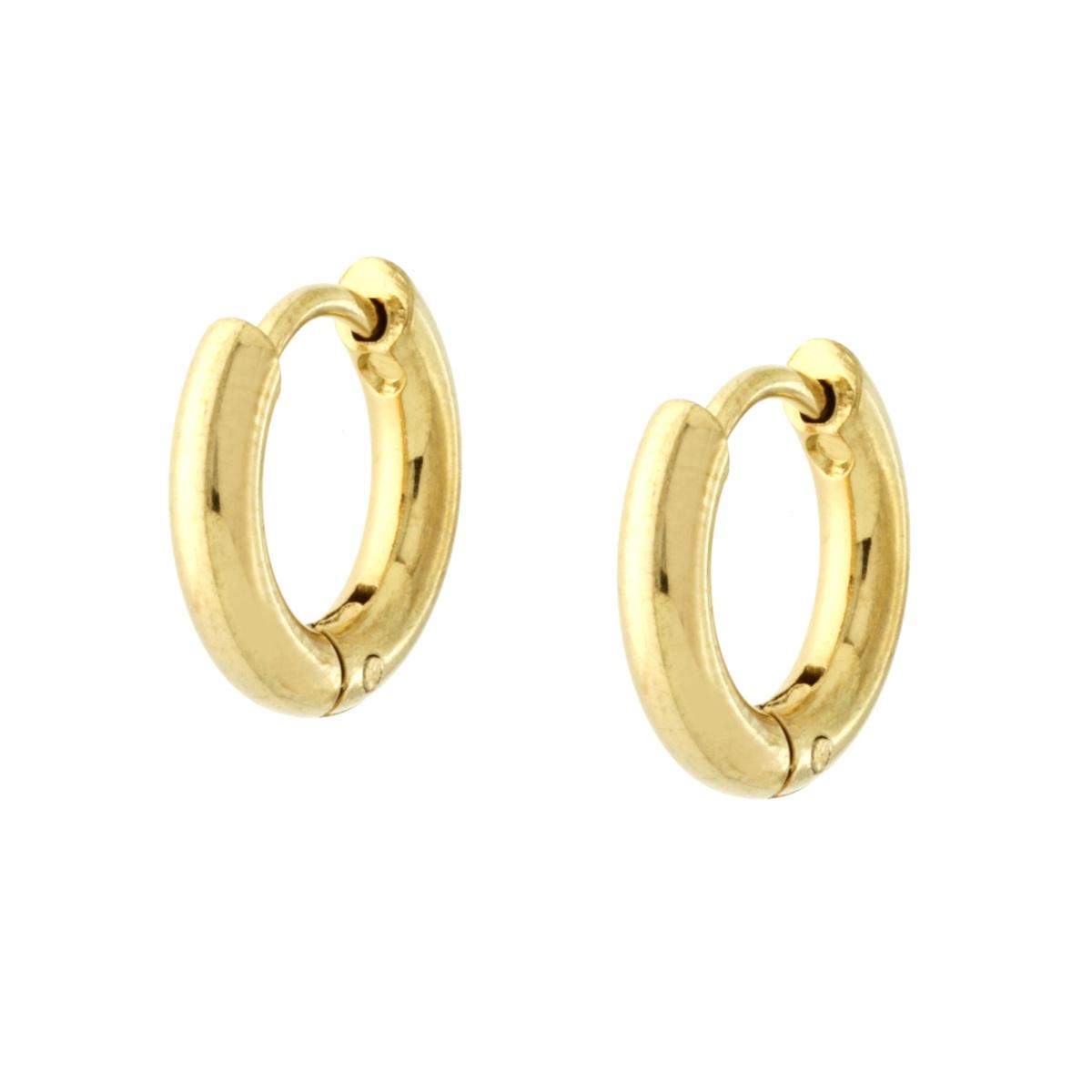 Orecchini in acciaio cerchio 13 mm dorato-2b Gioielli
