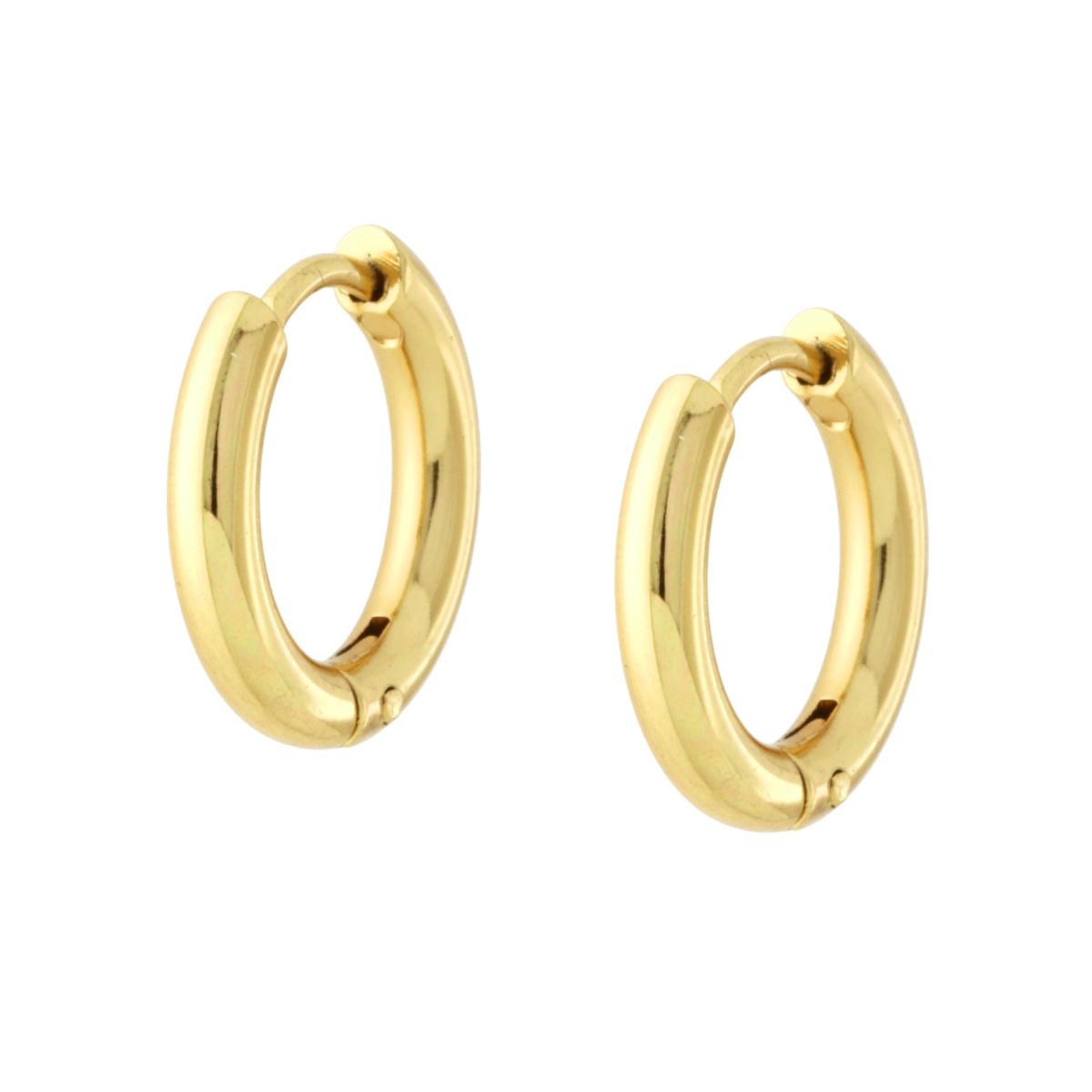 Orecchini in acciaio cerchio 15 mm dorato-2b Gioielli