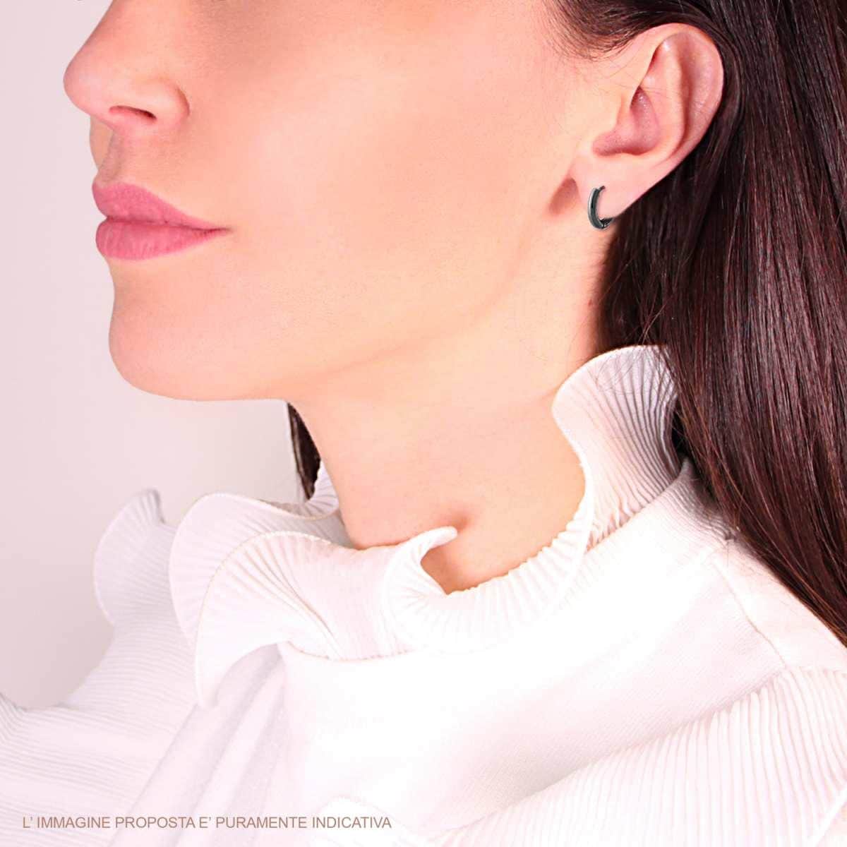 Orecchini in acciaio cerchio 13 mm nero-2b Gioielli