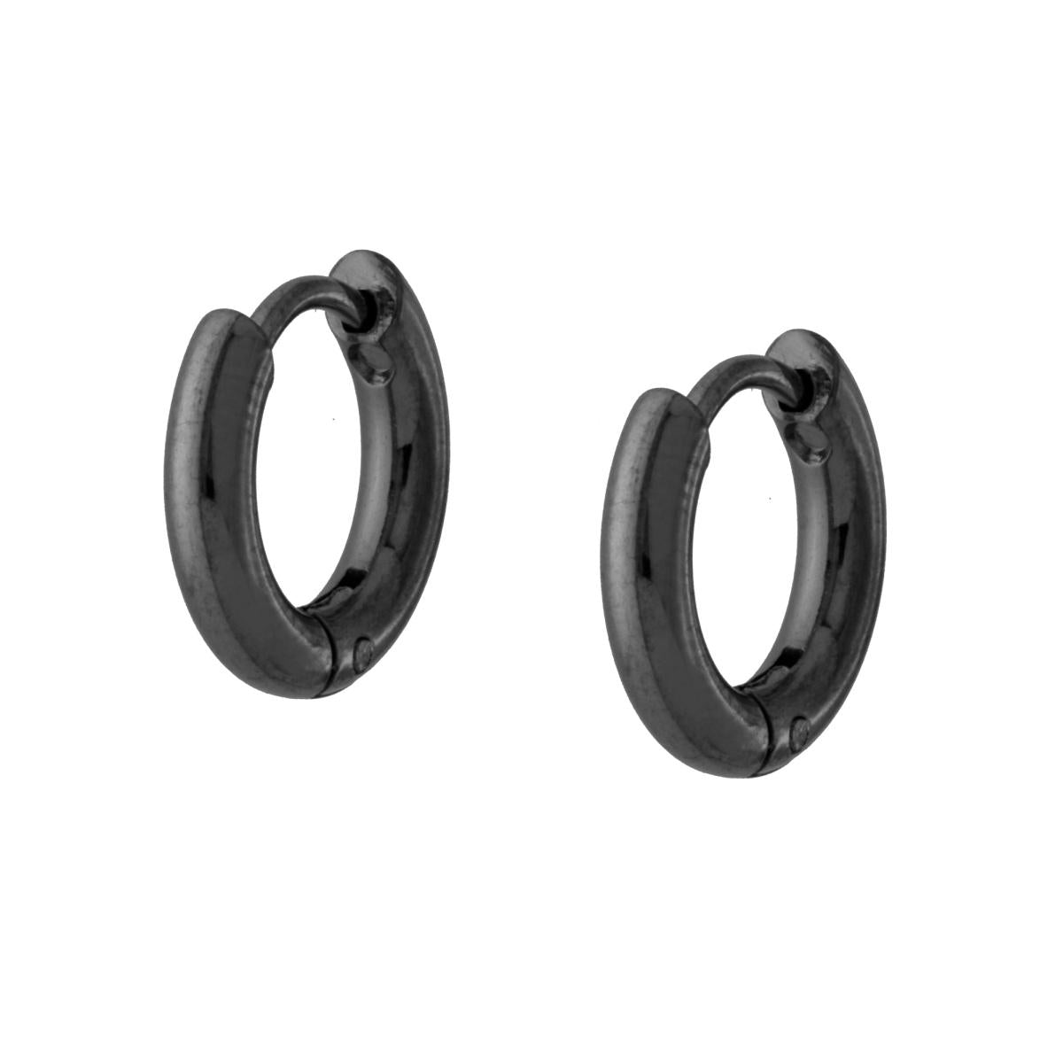 Orecchini in acciaio cerchio 13 mm nero-2b Gioielli