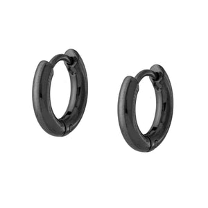 Orecchini in acciaio cerchio 13 mm nero-2b Gioielli