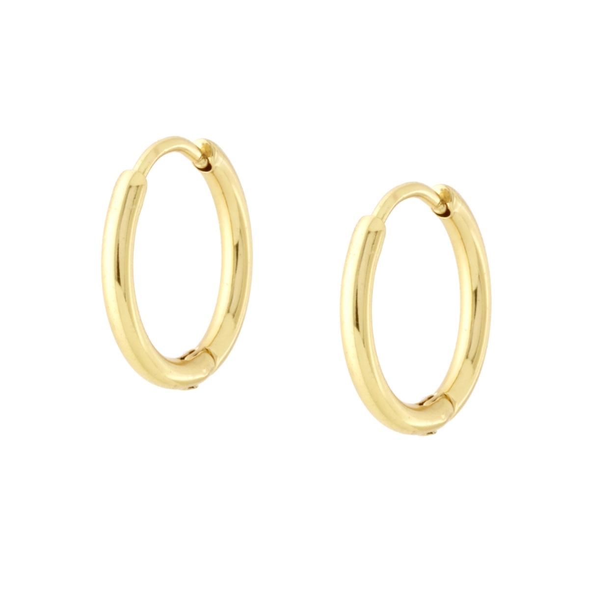 Orecchini in acciaio cerchio 13 mm dorato-2b Gioielli