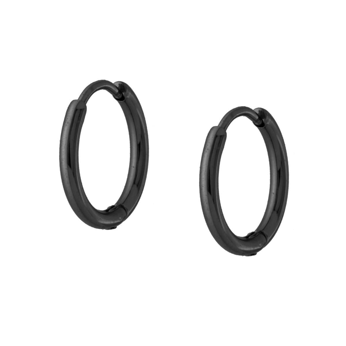 Orecchini in acciaio cerchio 13 mm nero-2b Gioielli