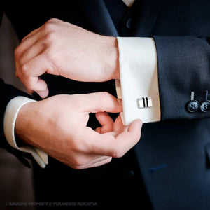 Gemelli uomo in acciaio rettangolari-2b Gioielli