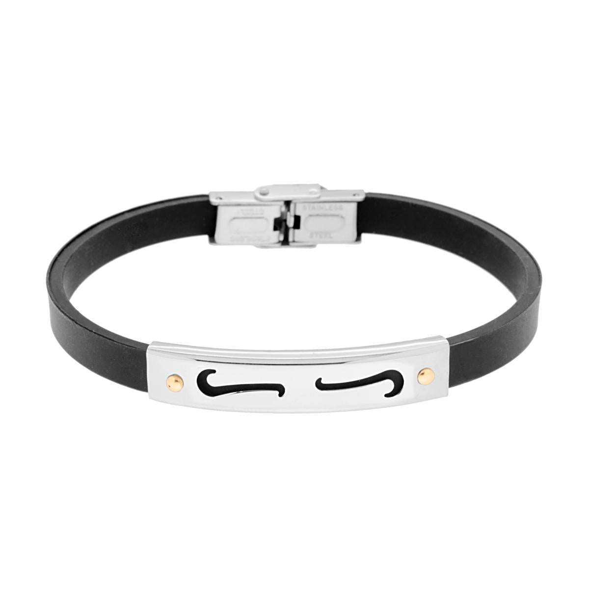 Bracciale uomo in caucciù con piastrina-2b Gioielli