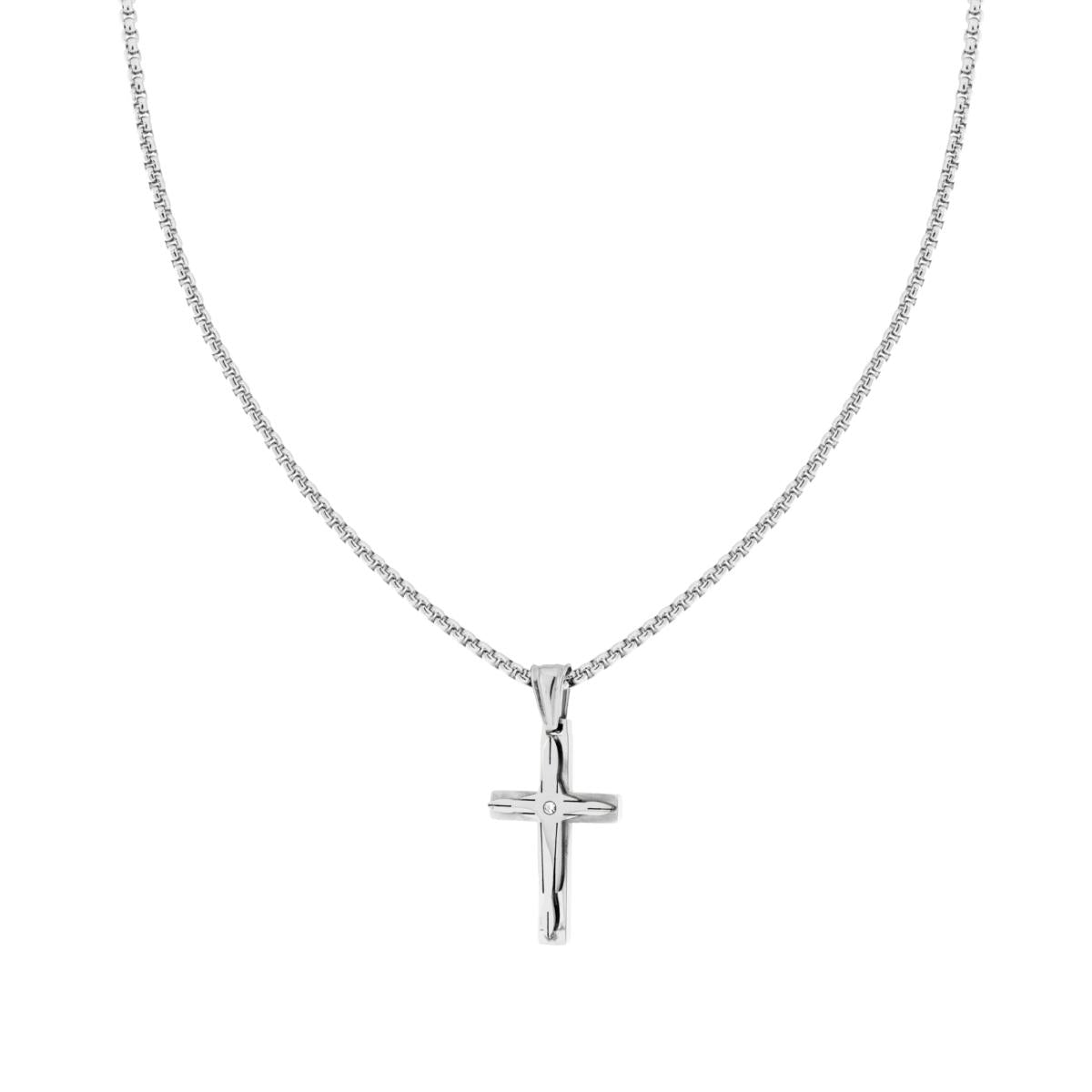 Collana uomo in acciaio croce-2b Gioielli