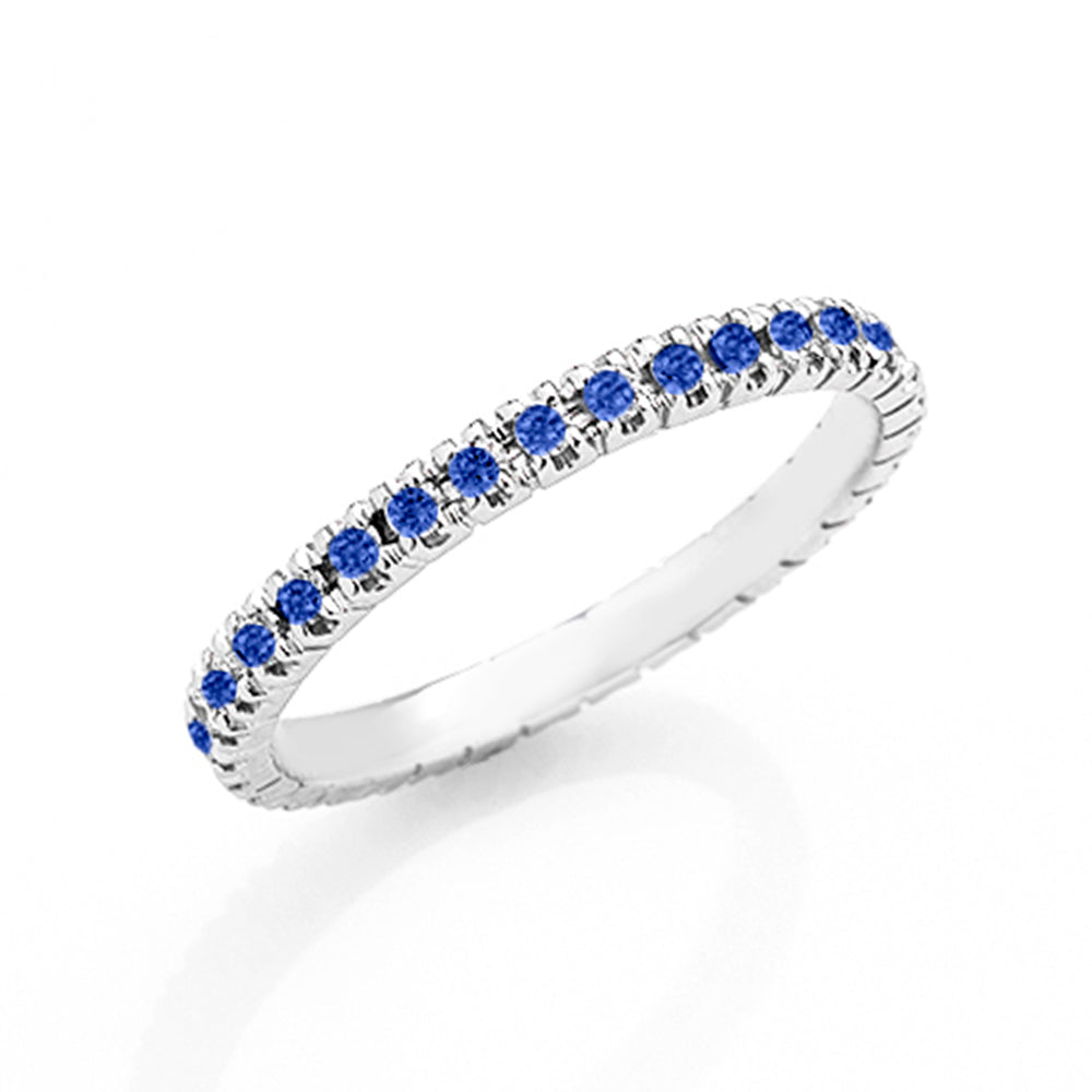 Anello veretta Eternity oro bianco 18kt Zaffiri Blu 0,50 Ct-2b Gioielli