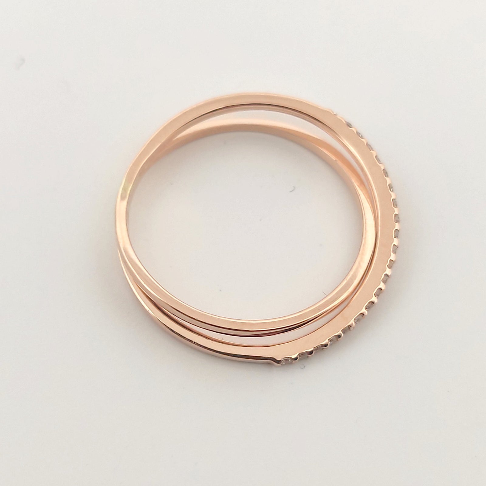 Anello oro Rosa 18kt Diamanti 0,10 Ct-2b Gioielli