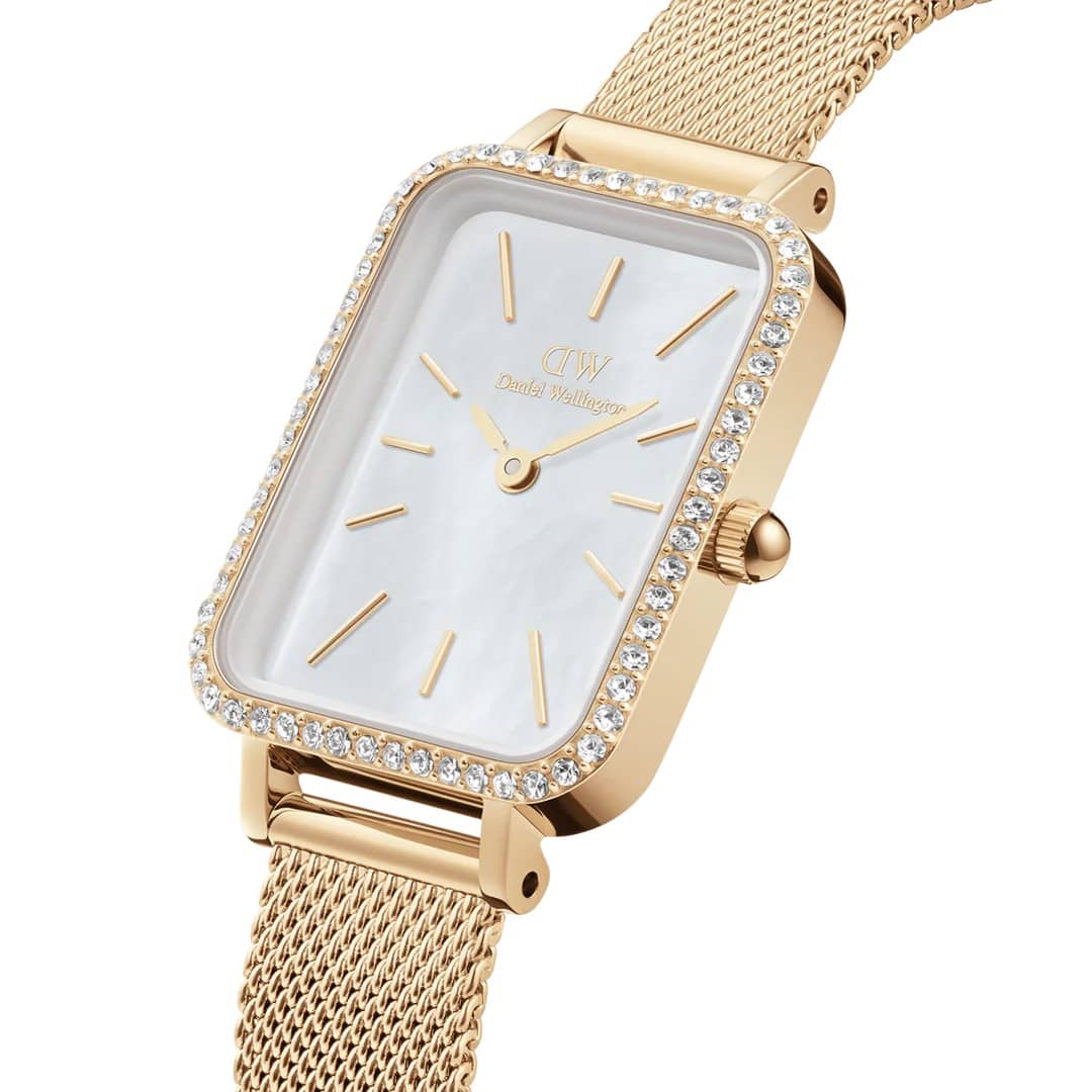 Orologio DW Quadro Lumine Bezel Evergold DW00100668 donna 20x26-2b Gioielli
