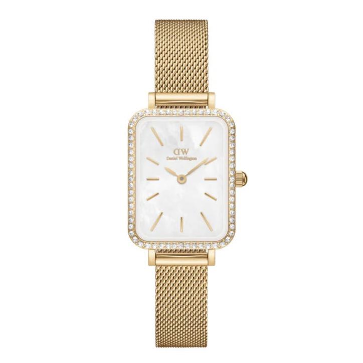 Orologio DW Quadro Lumine Bezel Evergold DW00100668 donna 20x26-2b Gioielli
