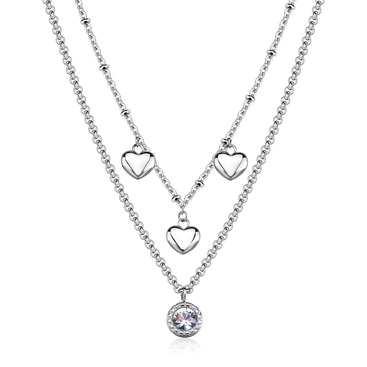 Collana S'Agapõ Aurora SAR58 donna acciaio 316L doppio filo cuore-2b Gioielli
