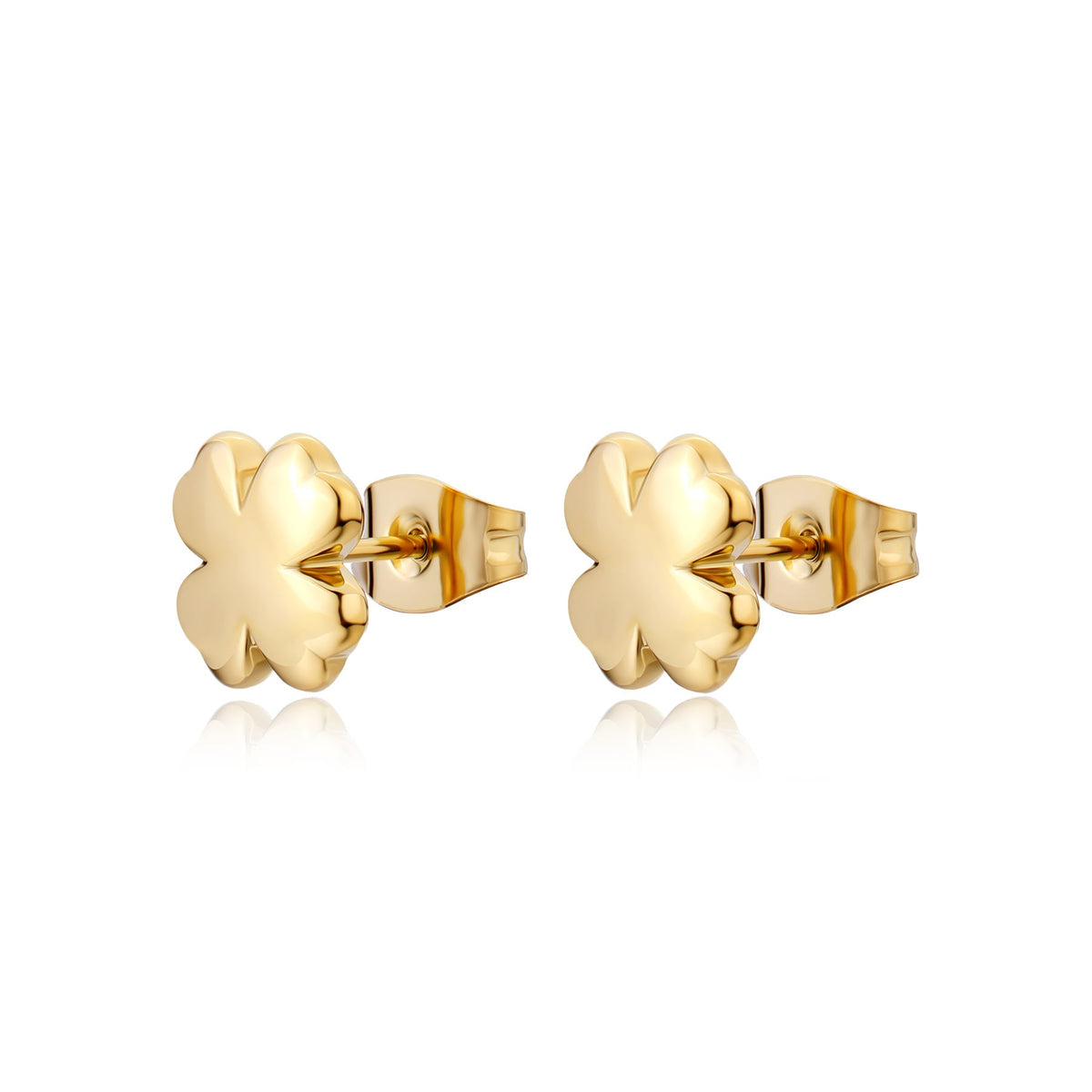 Orecchini S'Agapõ Click SCK296 donna acciaio PVD oro 14K quadrifoglio-2b Gioielli