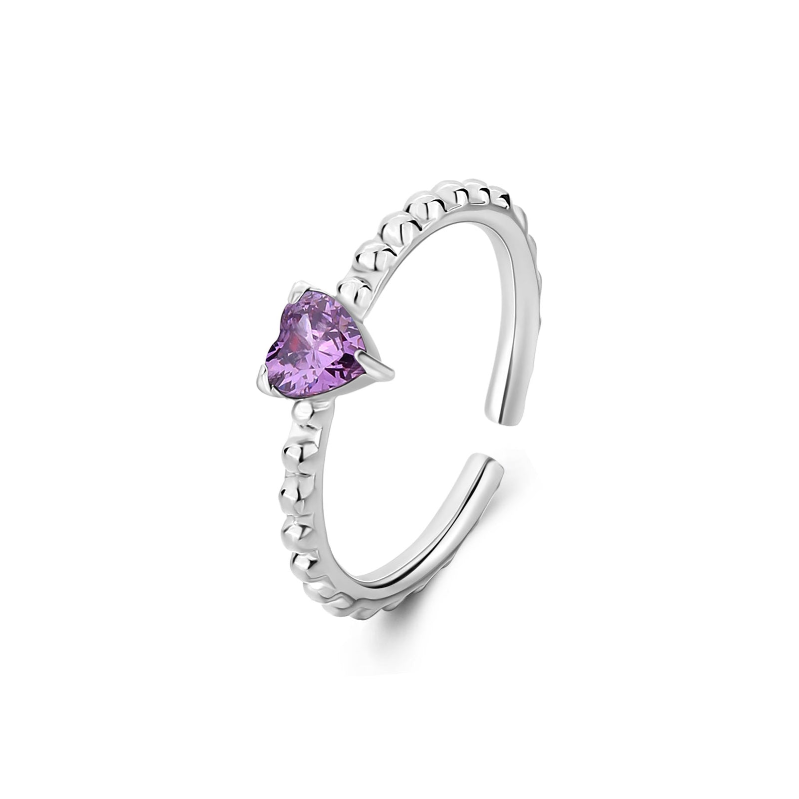 Anello S’Agapõ Dazzly SDZ125 cuore con zirconia viola – misura universale-2b Gioielli