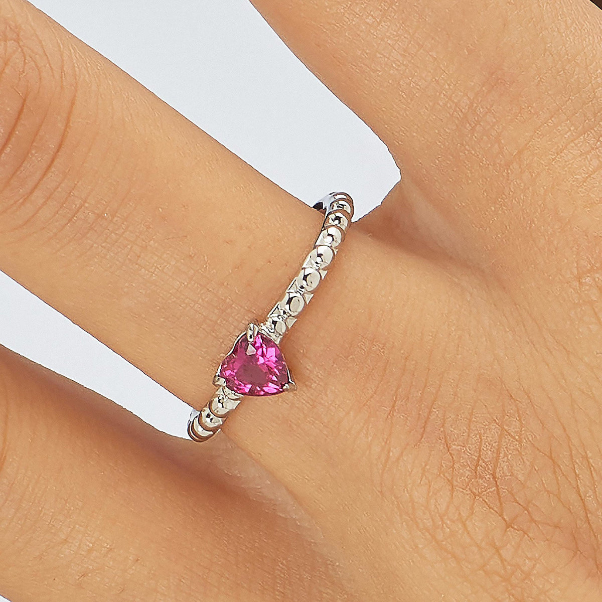 Anello S’Agapõ Dazzly SDZ126 cuore con zirconia rubino – misura universale-2b Gioielli