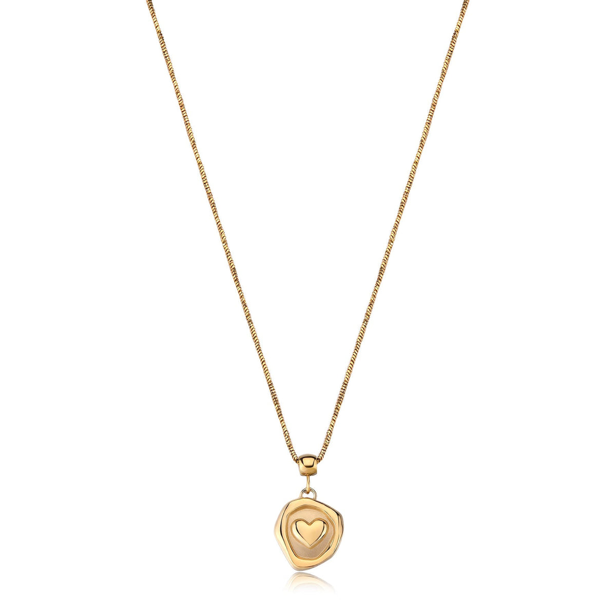 Collana S'Agapõ Feelings SFE39 donna acciaio PVD oro 14K cuore-2b Gioielli