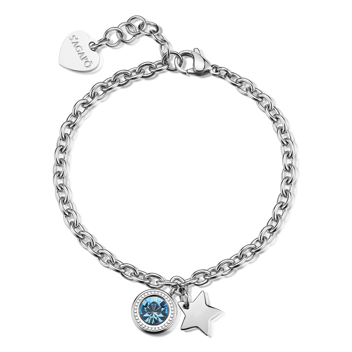 Bracciale S'Agapõ Lucky Light SKT60 donna acciaio stella acquamarina-2b Gioielli