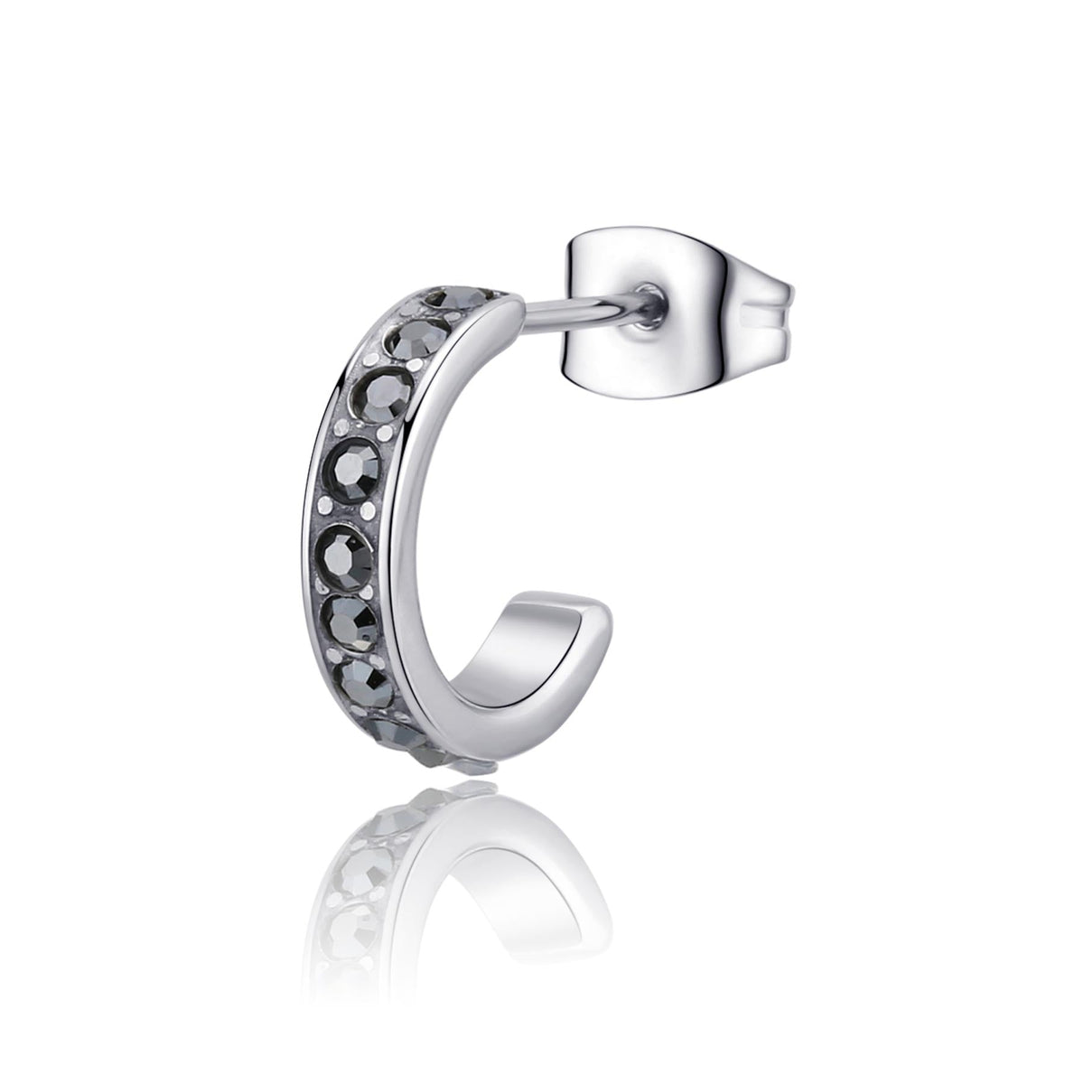 Orecchino singolo S'Agapõ Rogue SNP36 uomo acciaio 316L cristalli ematite-2b Gioielli