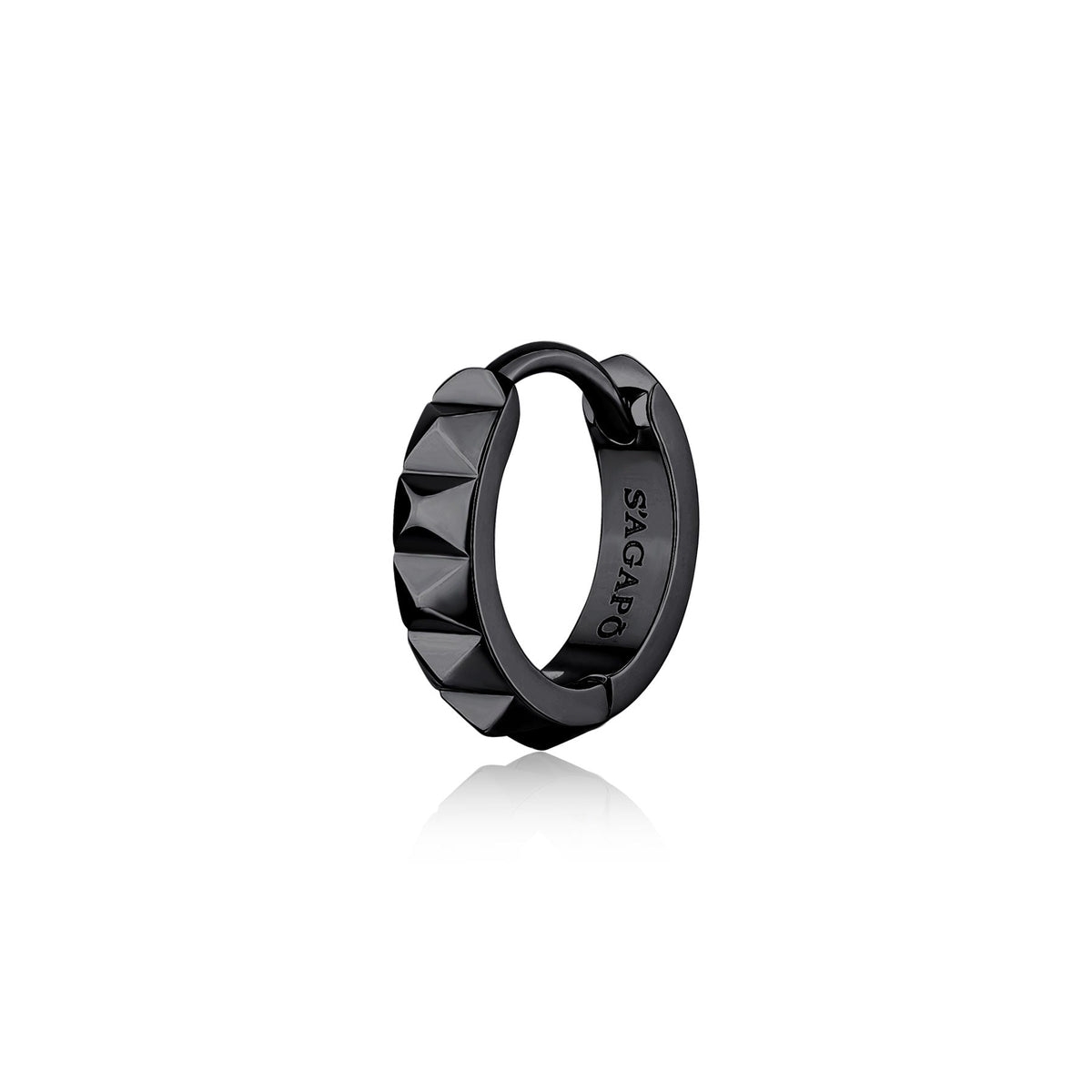Orecchino singolo S'Agapõ Proud SPD36 uomo acciaio 316L PVD rutenio 14 mm-2b Gioielli