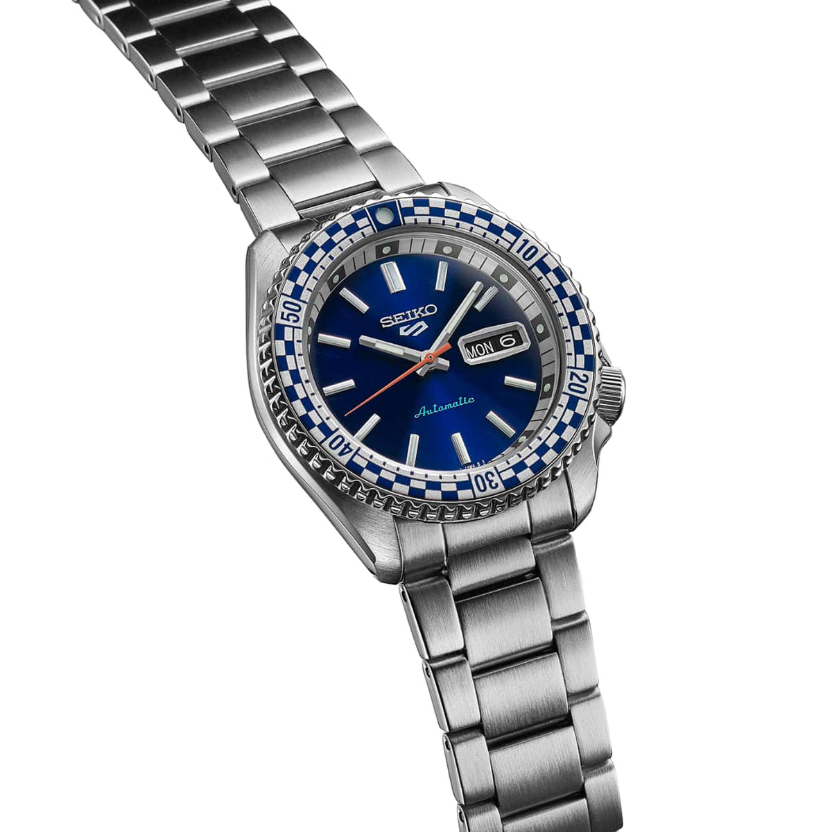 Orologio Seiko 5 Sport SRPK65K1 Petrol Blue Checker Flag automatico uomo 42 mm-2b Gioielli