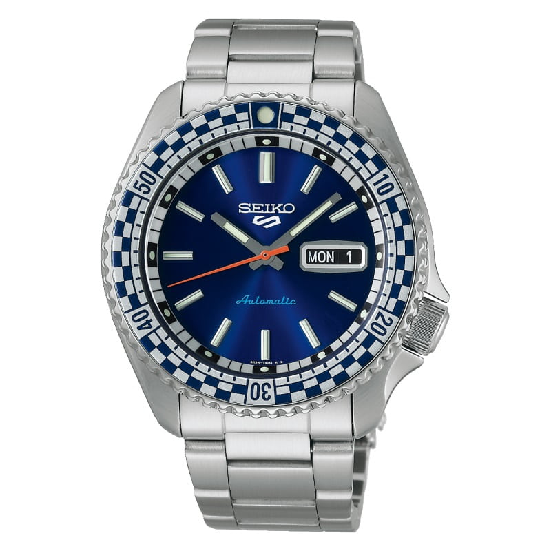 Orologio Seiko 5 Sport SRPK65K1 Petrol Blue Checker Flag automatico uomo 42 mm-2b Gioielli