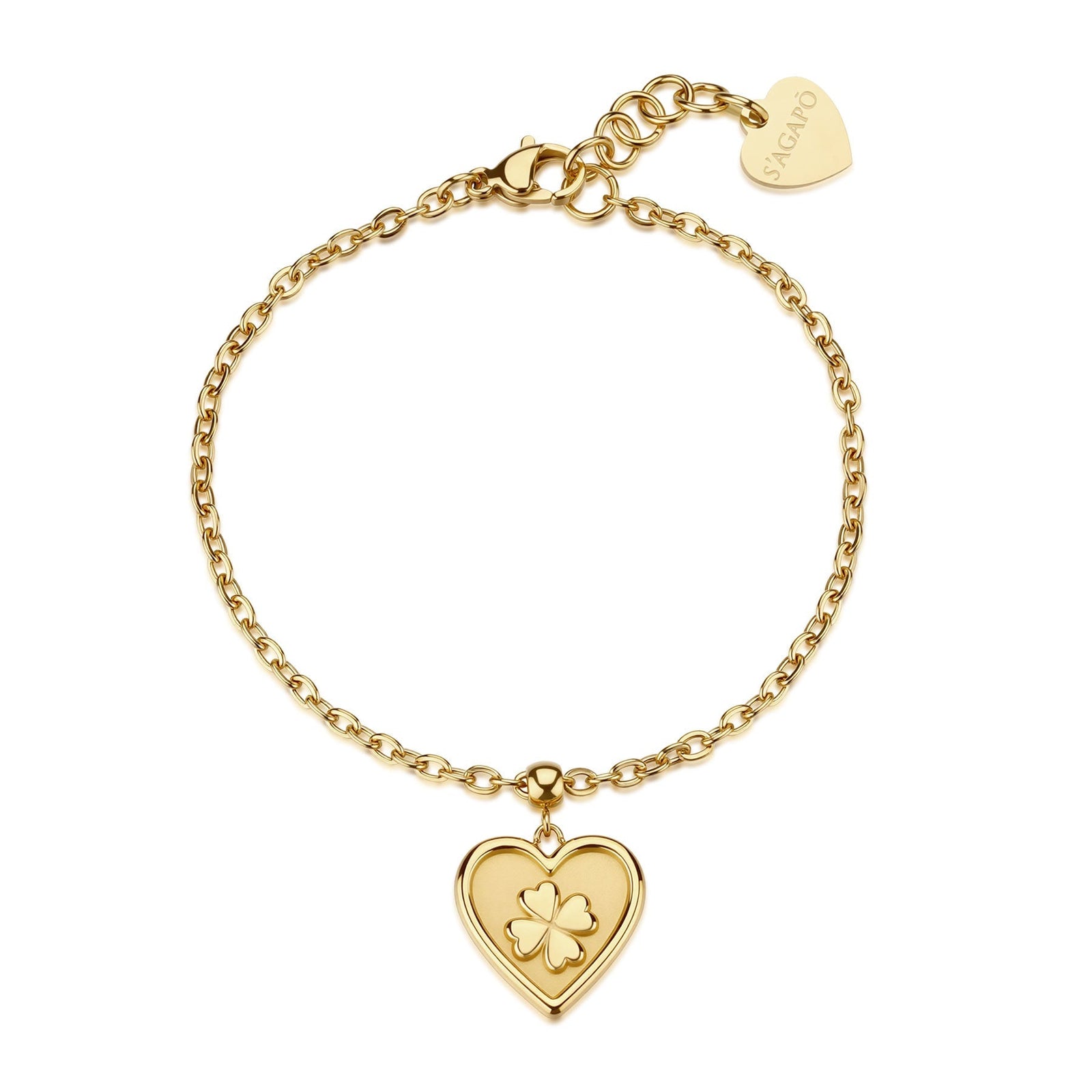 Bracciale S'Agapõ DUH DUH SUH19 – Cuore e quadrifoglio oro PVD-2b Gioielli