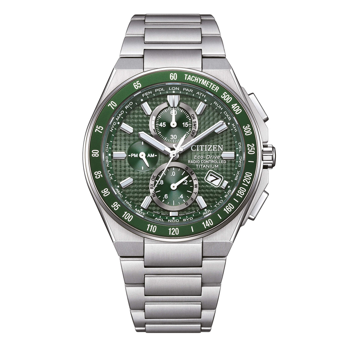 Citizen AT8 Super Titanio AT8398-53X Eco-Drive radiocontrollato verde-2b Gioielli