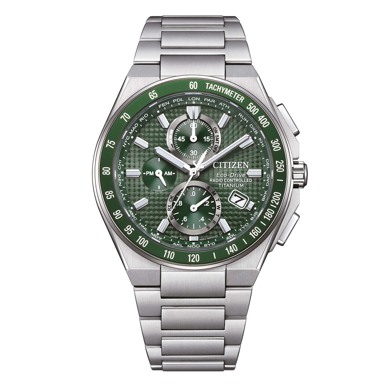 Citizen AT8 Super Titanio AT8398-53X Eco-Drive radiocontrollato verde-2b Gioielli