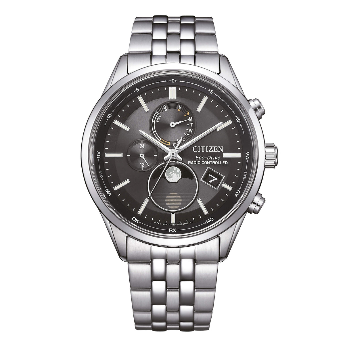 Citizen Tsuki-Yomi BY1030-50E Moon Phase Eco-Drive quadrante nero-2b Gioielli