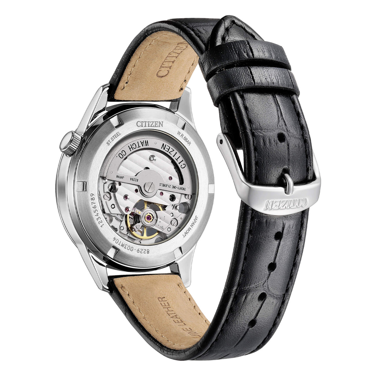 Citizen NH9131-14E Automatico Open Heart nero con cinturino pelle-2b Gioielli