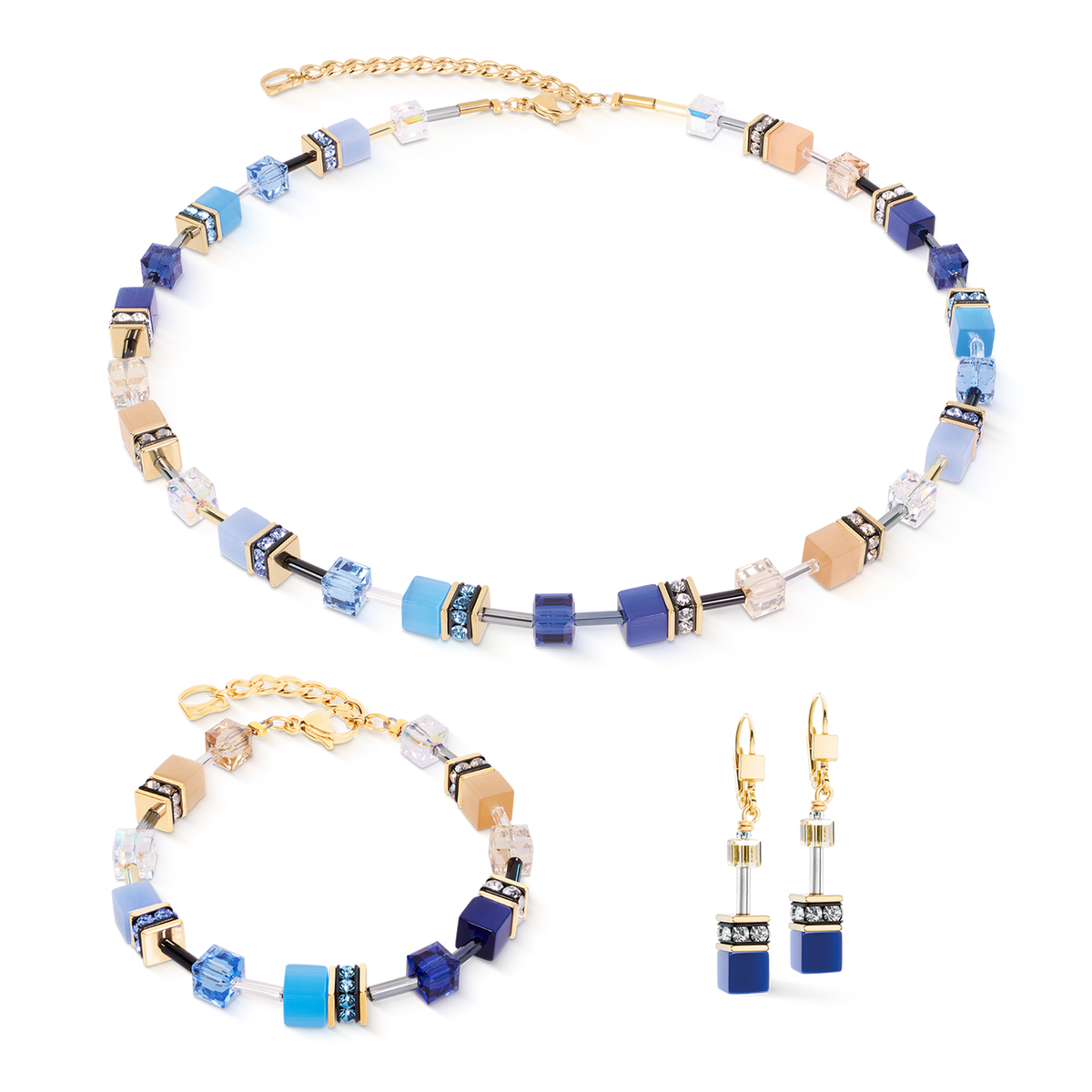 Bracciale Coeur de Lion GeoCUBE Iconic Azure Glow oro 2838301007-2b Gioielli