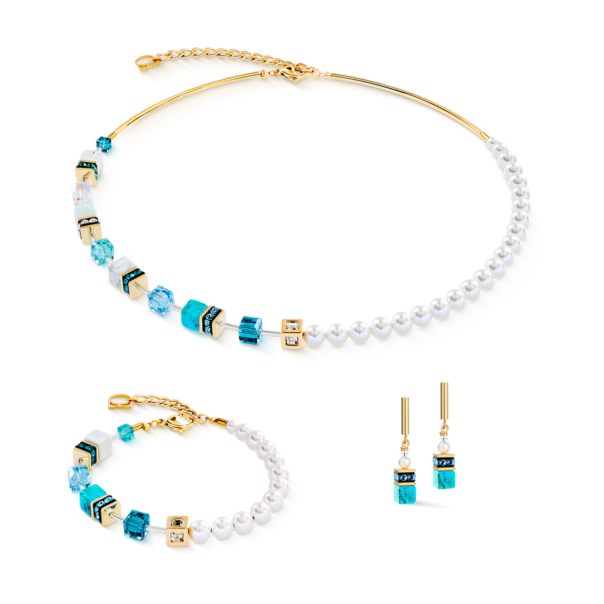 Collana Coeur de Lion GeoCUBE Precious Fusion Pearls turchese 5086100616-2b Gioielli