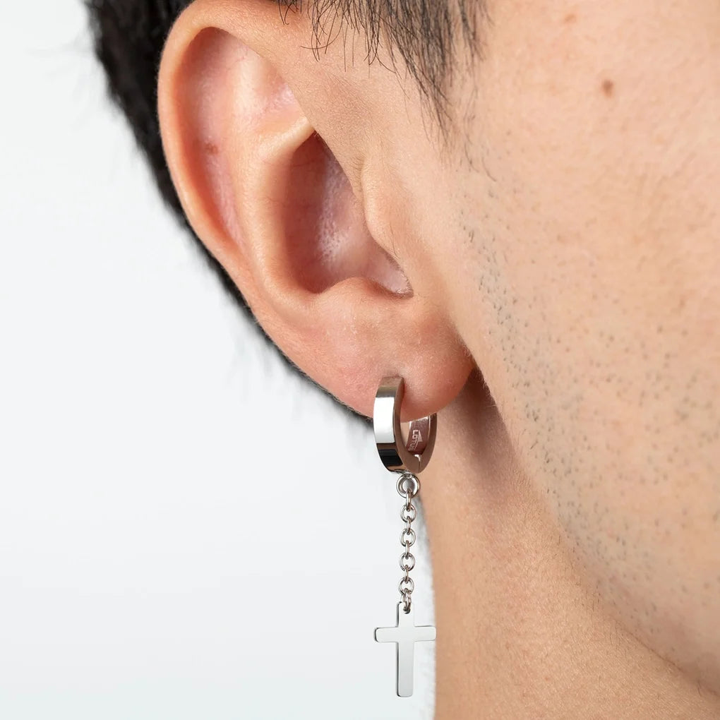 Orecchini Lotus Style LS2173-4/1 uomo – Croce in acciaio-2b Gioielli