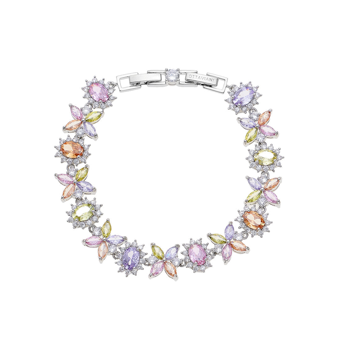 Bracciale Ottaviani 501276B rodiato con cubic zirconia colorate — fotografia originale Ottaviani
