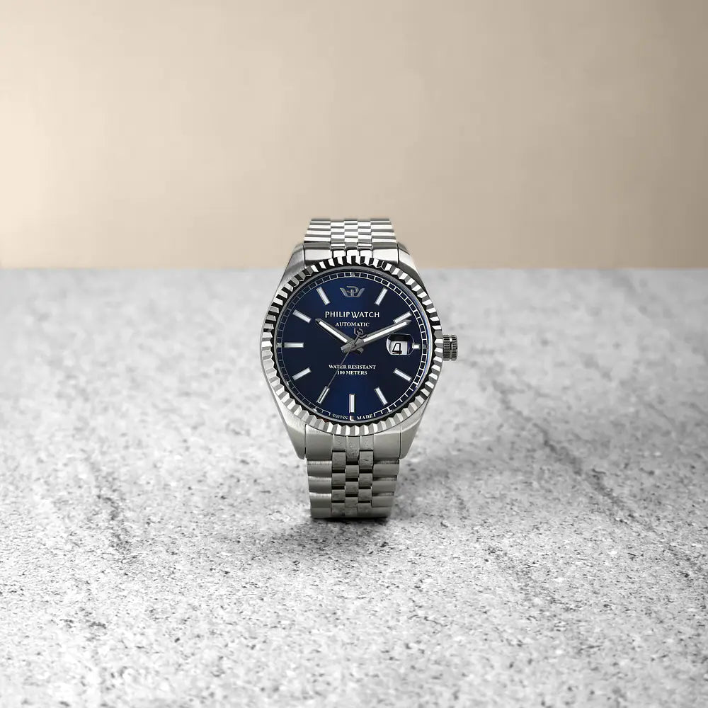 Orologio Philip Watch Caribe R8223597022 automatico uomo quadrante blu-2b Gioielli