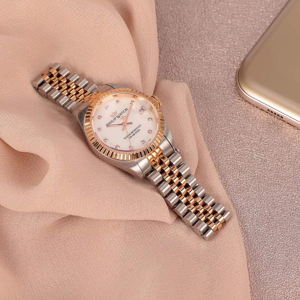 Philip Watch Caribe Urban R8253597596 donna, terza vista ufficiale della cassa e bracciale bicolore