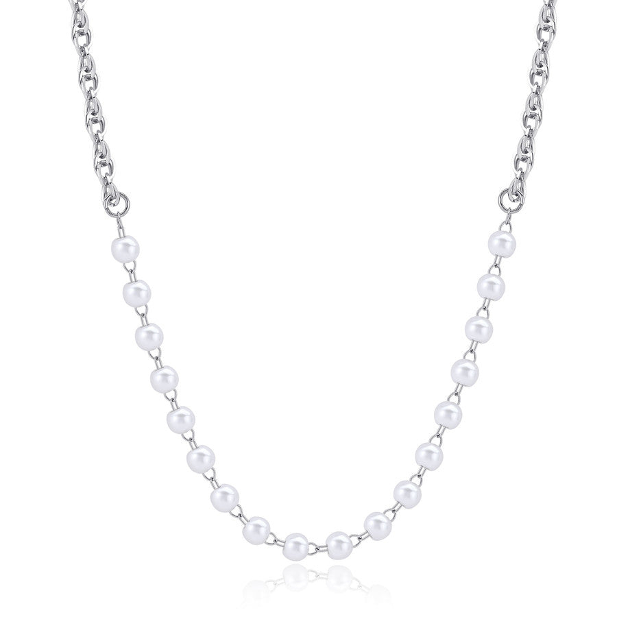 Collana S’Agapõ Chunky SHK63 acciaio con perle di conchiglia – principale