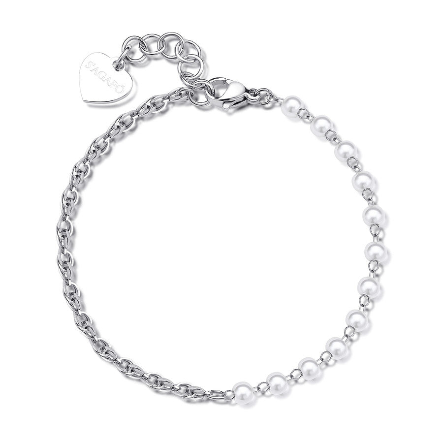 Bracciale S’Agapõ Chunky SHK67 argento con perle di conchiglia – principale