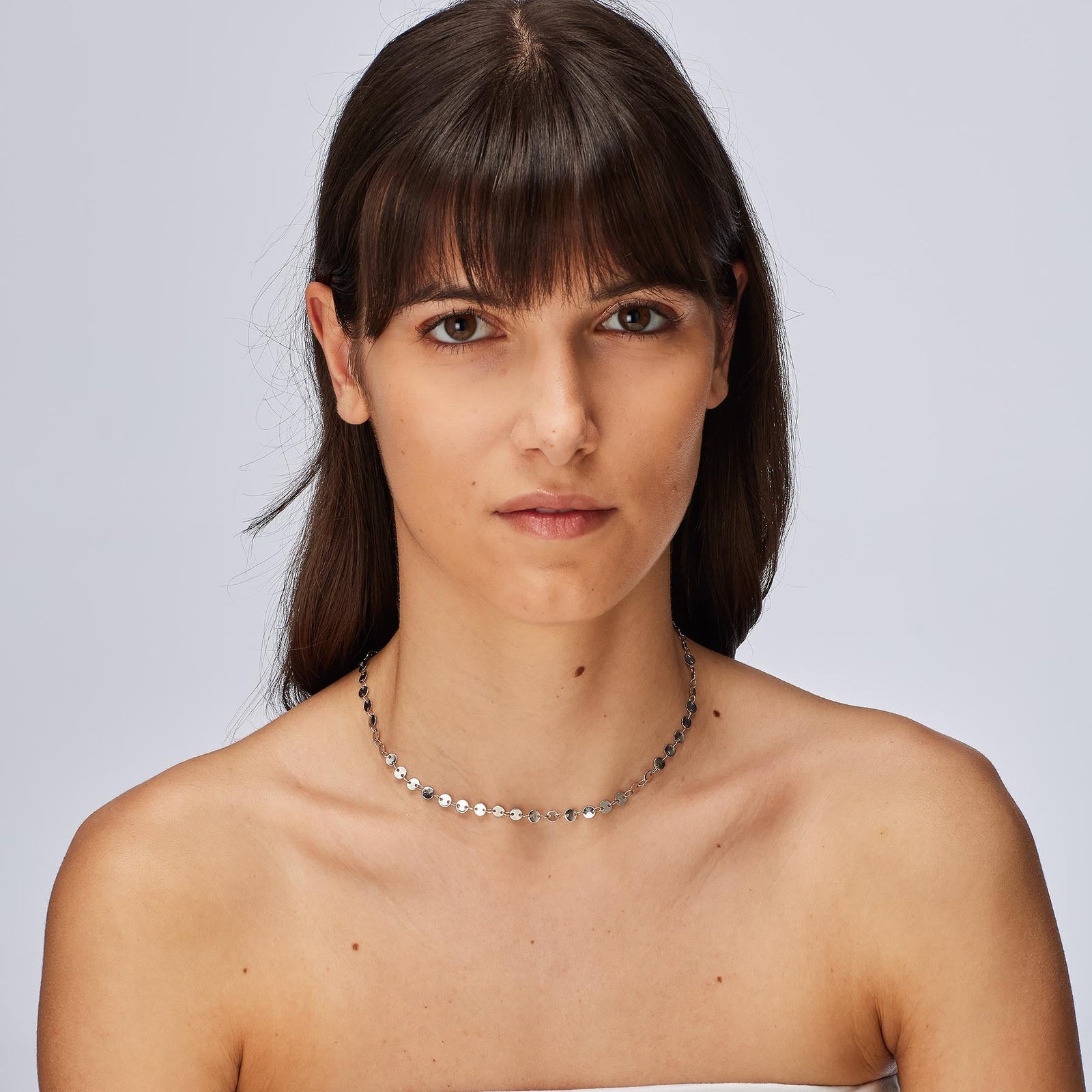 Collana S’Agapõ Chunky SHK80 argentata a dischetti – dettaglio 2