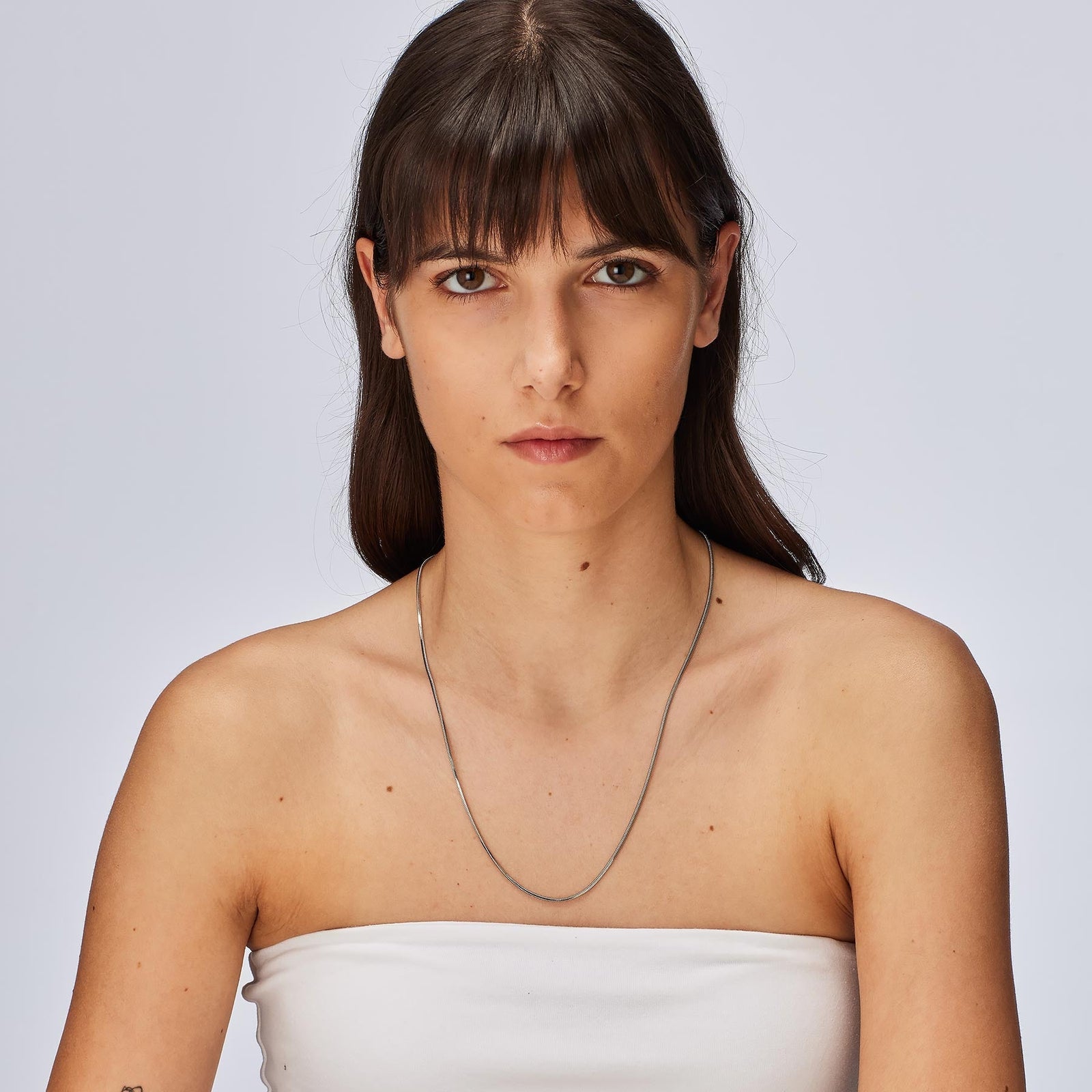Collana lunga S’Agapõ Chunky SHK88 argentata Snake – dettaglio 2