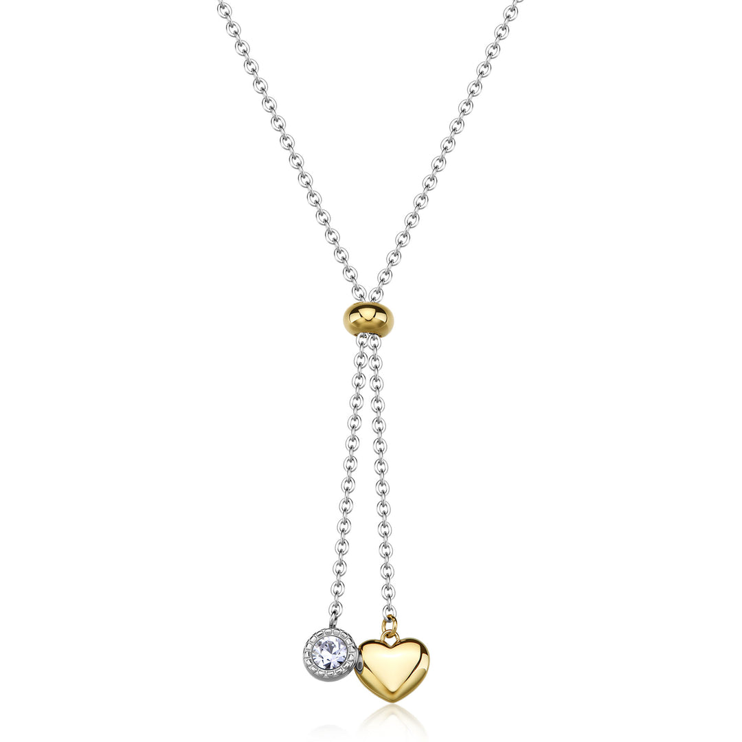 Collana S'Agapõ Aurora SAR60 a Y cuore dorato-2b Gioielli