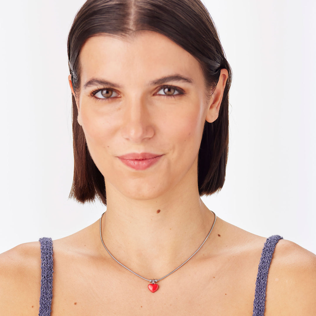 Collana S'Agapõ Click SCK284 cuore smalto rosso-2b Gioielli