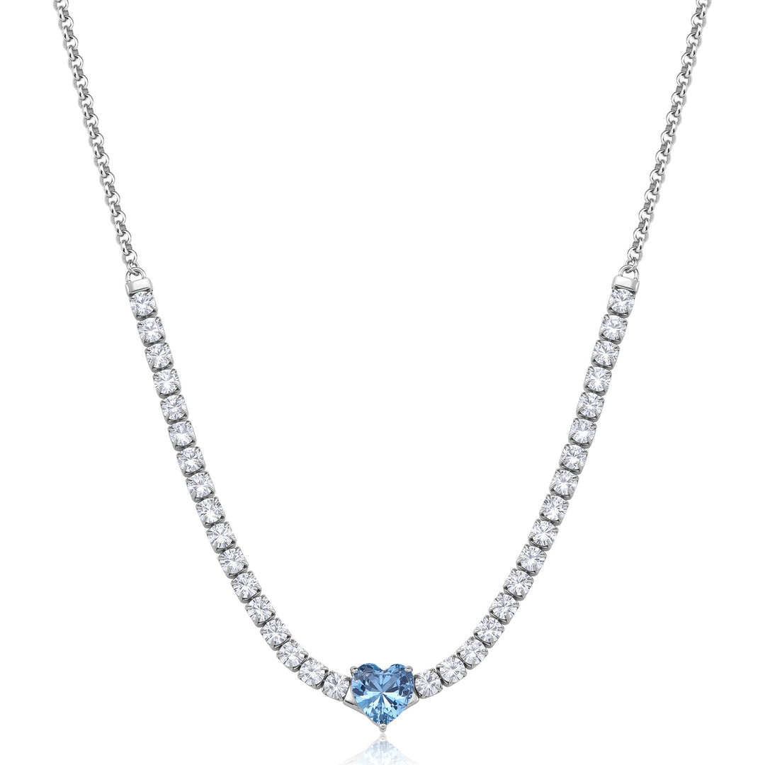 Collana S'Agapõ Dazzly SDZ148 cuore color acquamarina-2b Gioielli